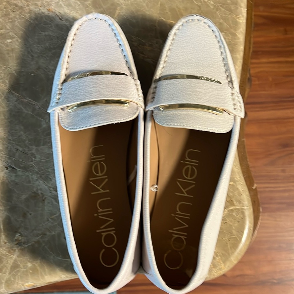 Calvin Klein white loafers